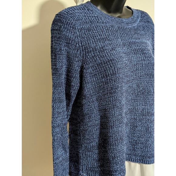 Faded Glory Navy Blue Knit Sweater with Layered Chiffon Trim Hem Large - Picture 3 of 6